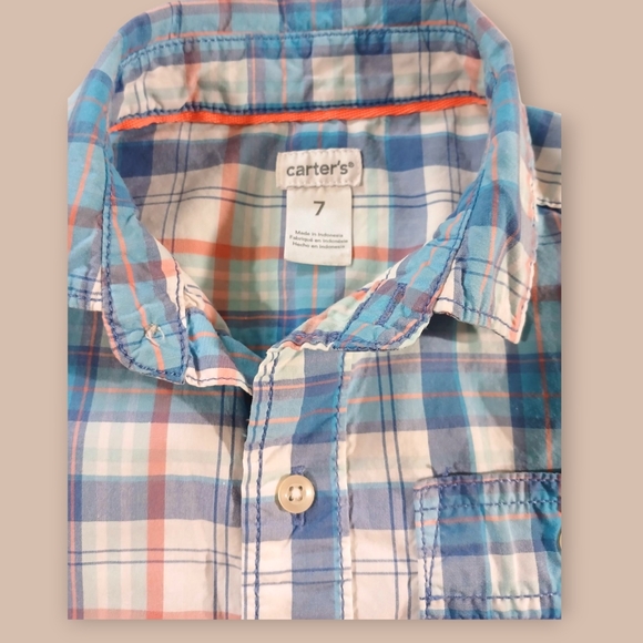 Carter’s Boys Long Sleeve Button-Up Shirt – Size 7 - Picture 5 of 5